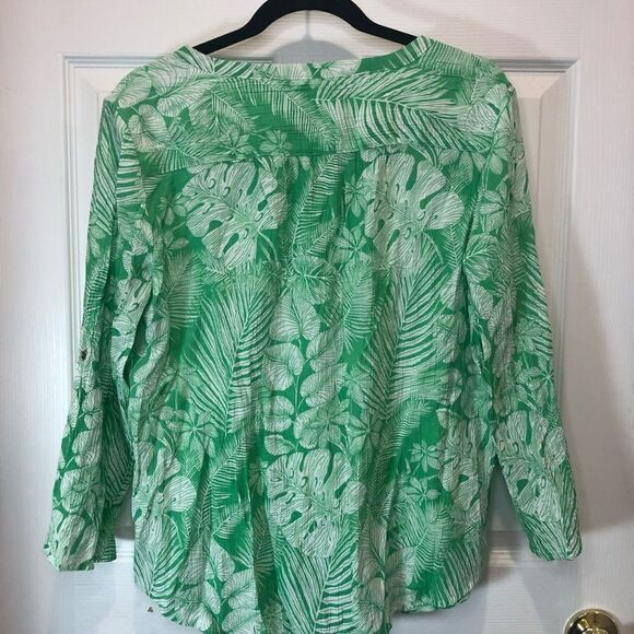 Kim Rogers tropical green and white tunic top, size XL - Picture 6 of 11